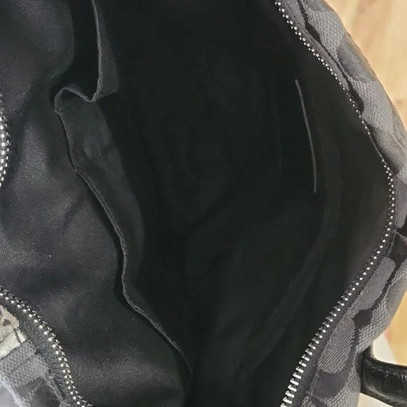 Coach Signature Python Stripe Tote Shoulder Canvas Handbag black blue teal - Picture 3 of 3